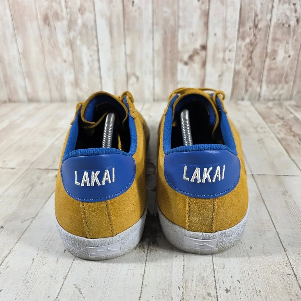 Lakai Newport Mens Suede Skate Shoes Mustard Yellow Blue MS120-0245 Size 13